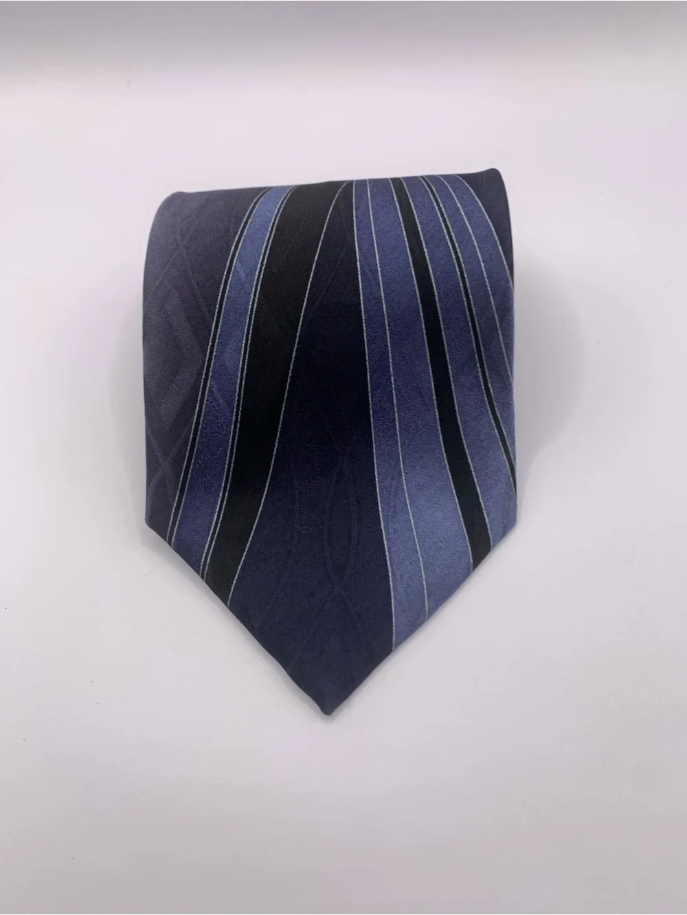 Puritan Navy and Light Blue Wave Stripe Tie